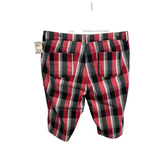 Callaway Golf Plaid Shorts Size 12 Red Black White Preppy Gorpcore NWT - Picture 2 of 10